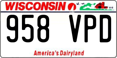 WI license plate 958VPD