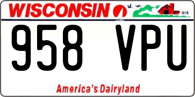 WI license plate 958VPU
