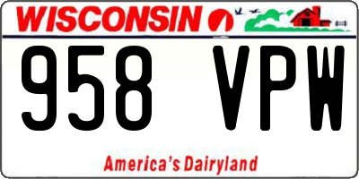 WI license plate 958VPW