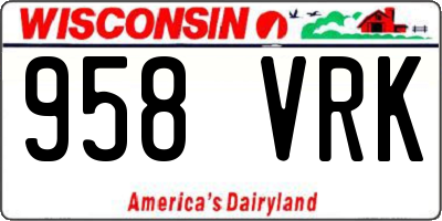 WI license plate 958VRK