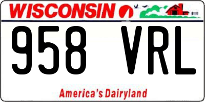 WI license plate 958VRL