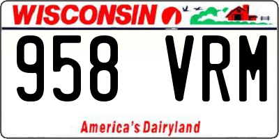 WI license plate 958VRM