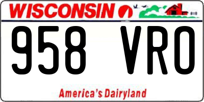 WI license plate 958VRO