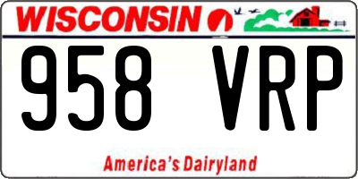 WI license plate 958VRP