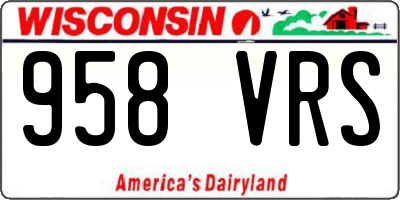 WI license plate 958VRS