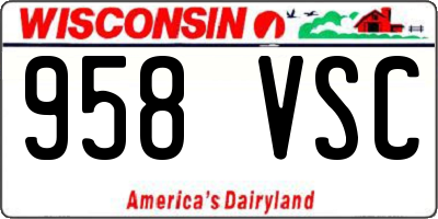 WI license plate 958VSC