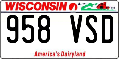 WI license plate 958VSD