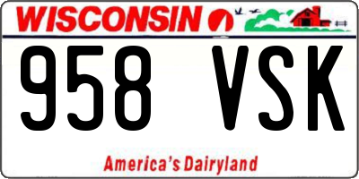 WI license plate 958VSK