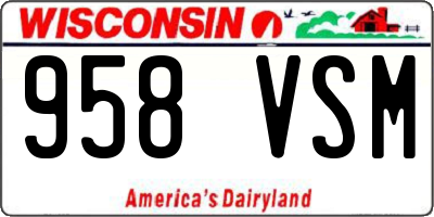 WI license plate 958VSM