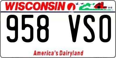 WI license plate 958VSO