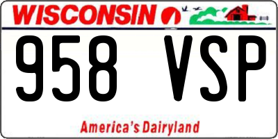 WI license plate 958VSP