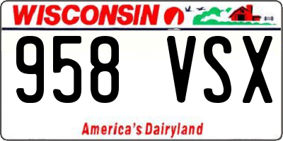 WI license plate 958VSX