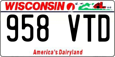 WI license plate 958VTD