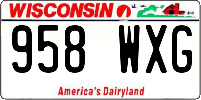 WI license plate 958WXG