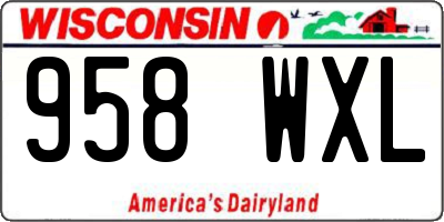 WI license plate 958WXL