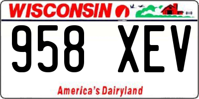 WI license plate 958XEV