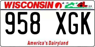 WI license plate 958XGK