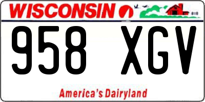 WI license plate 958XGV