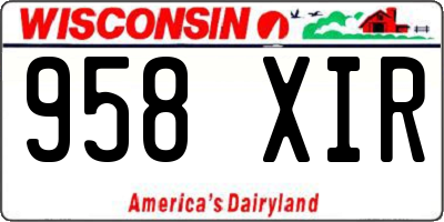 WI license plate 958XIR