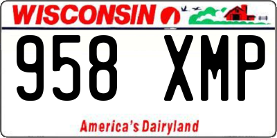 WI license plate 958XMP