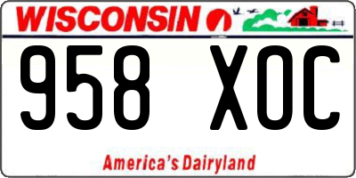 WI license plate 958XOC