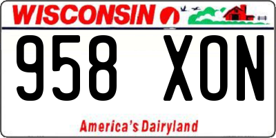 WI license plate 958XON
