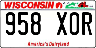 WI license plate 958XOR