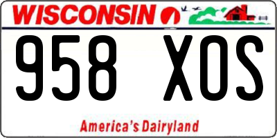 WI license plate 958XOS