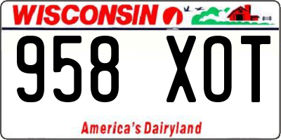 WI license plate 958XOT