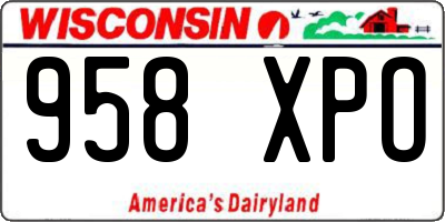 WI license plate 958XPO