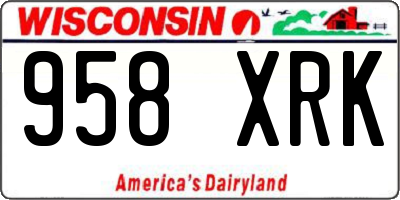 WI license plate 958XRK