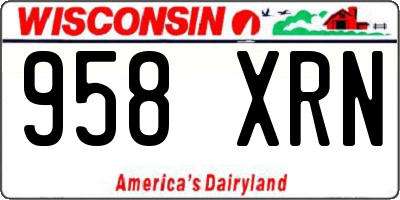WI license plate 958XRN