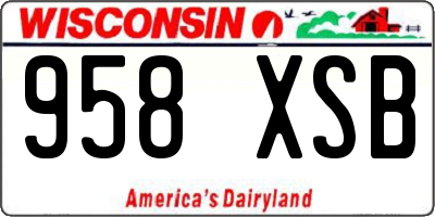 WI license plate 958XSB
