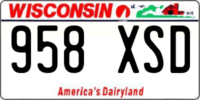 WI license plate 958XSD