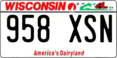 WI license plate 958XSN