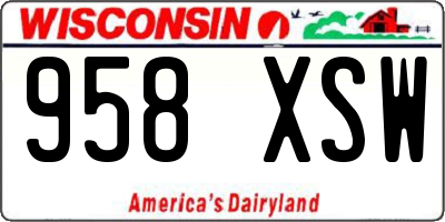 WI license plate 958XSW