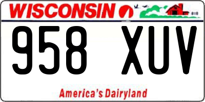 WI license plate 958XUV