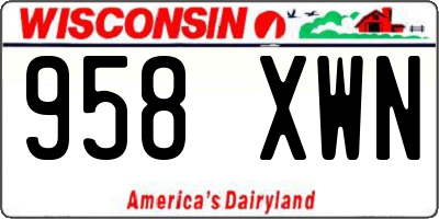 WI license plate 958XWN