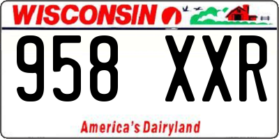 WI license plate 958XXR