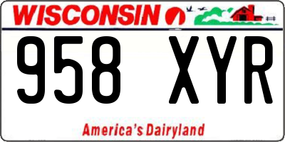 WI license plate 958XYR