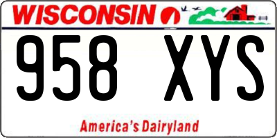 WI license plate 958XYS