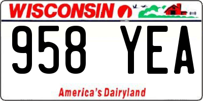 WI license plate 958YEA