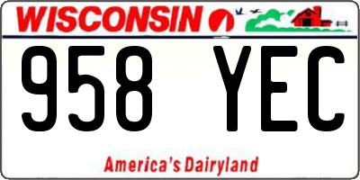 WI license plate 958YEC