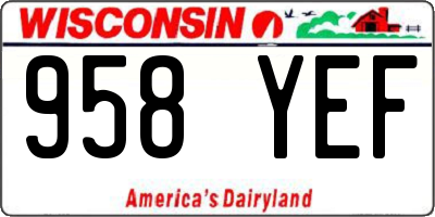 WI license plate 958YEF