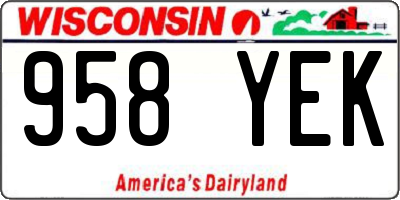 WI license plate 958YEK