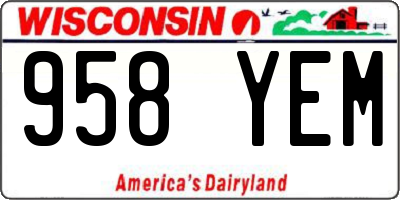 WI license plate 958YEM