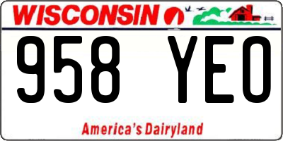 WI license plate 958YEO