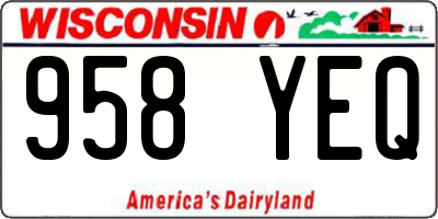 WI license plate 958YEQ