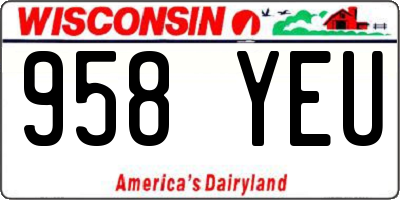 WI license plate 958YEU