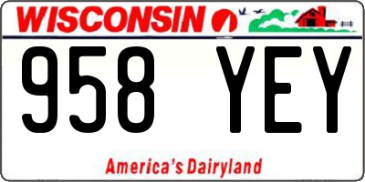 WI license plate 958YEY